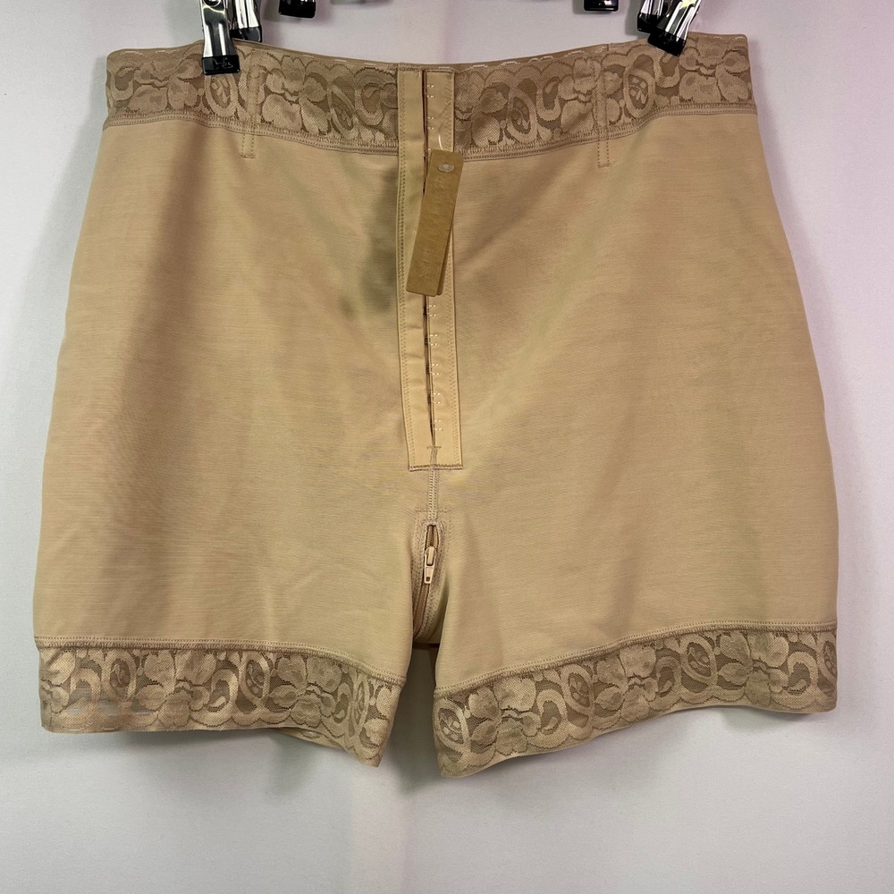 Shapellx Womens 5XL Beige High Waisted Lace Trim Shapewear Butt Lifter Shorts
